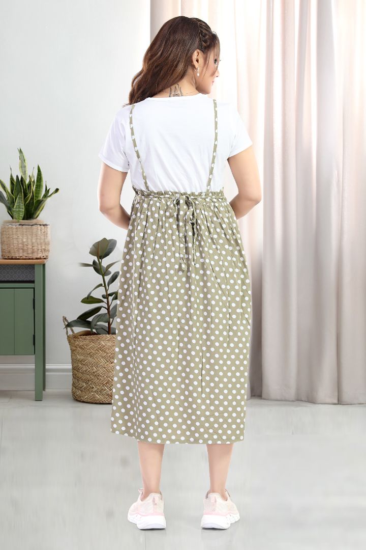 Pista Green Polka Maternity Dress