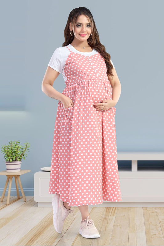 Candy Pink Polka Maternity Dress