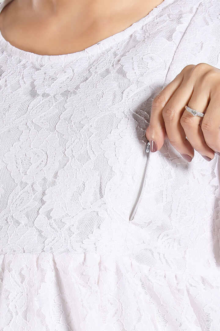 Pearl White Lace Nursing Dress