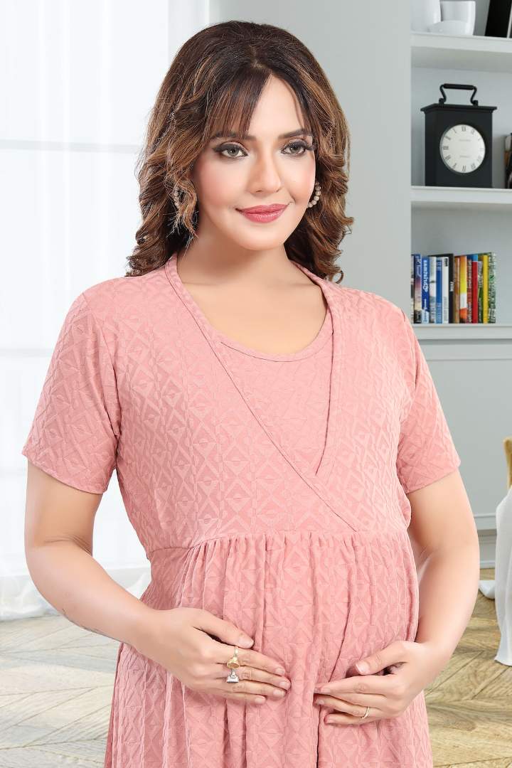 Wild Pink Textured Feeding Dress