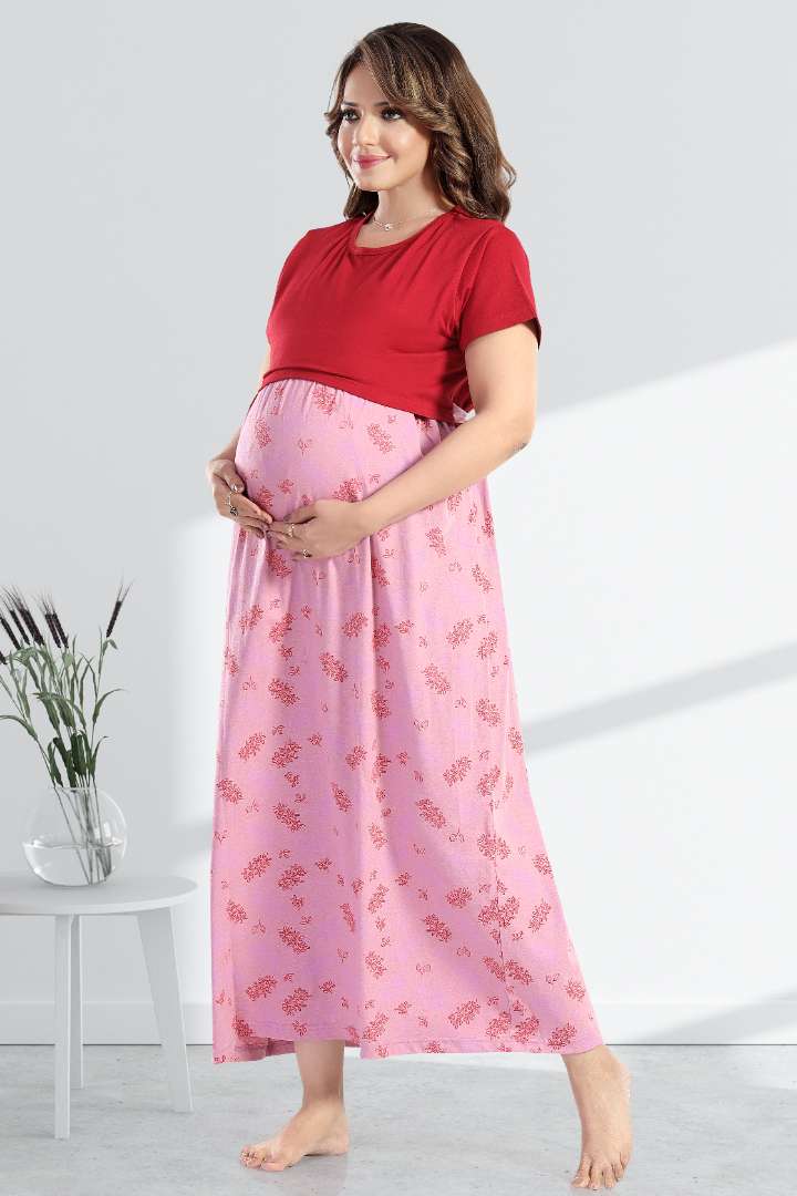 Maroon Dual Tone Feeding Nightie