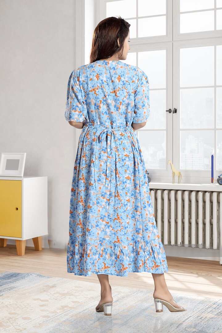 Peppy Blue Floral Feeding Dress