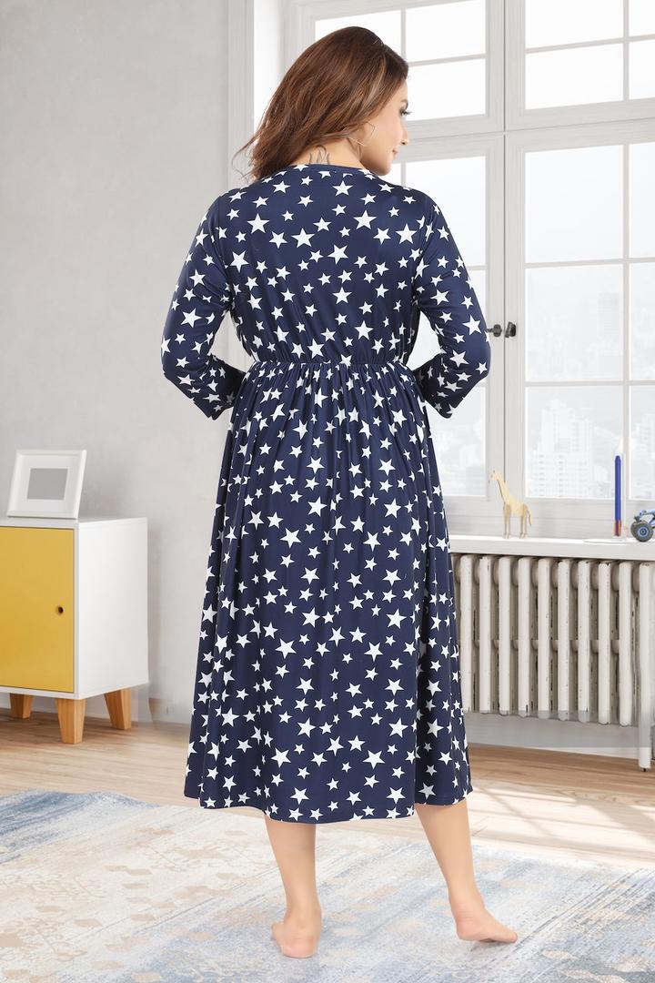 Starry Night Printed Maternity Dress