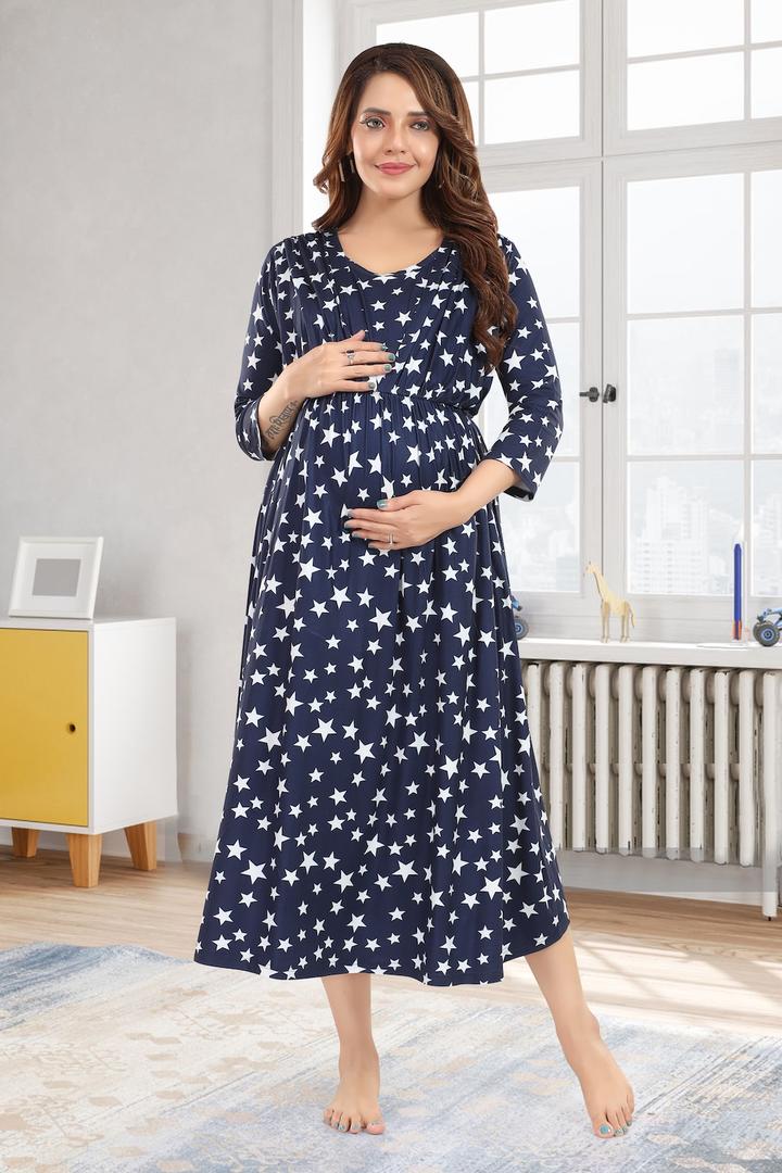 Starry Night Printed Maternity Dress