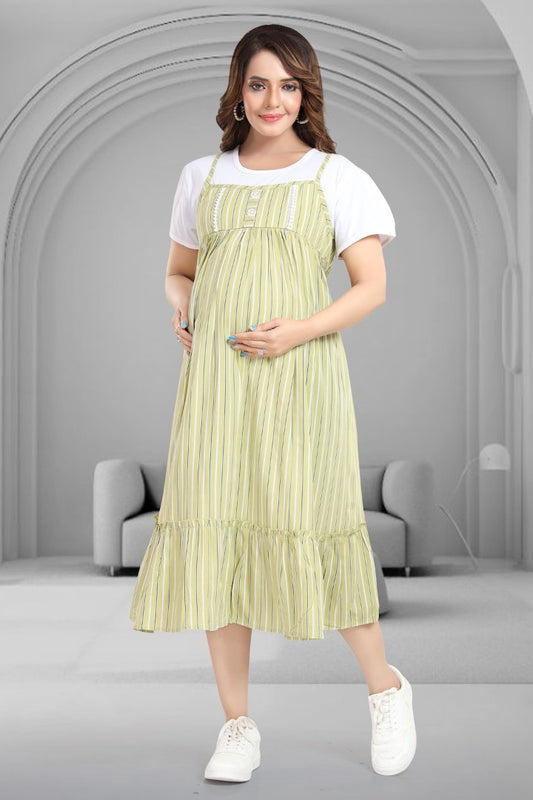 Lime Green Striper Pinafore Feeding Dress
