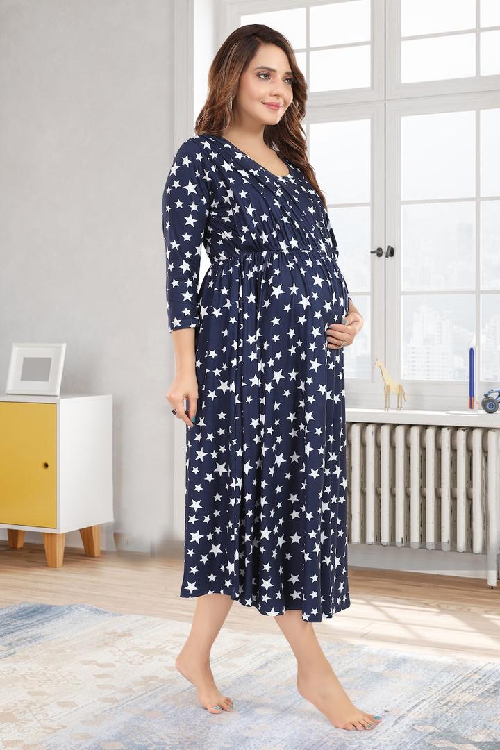 Starry Night Printed Maternity Dress