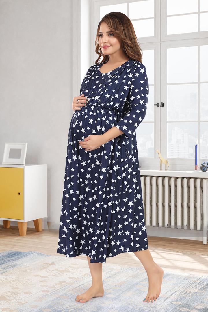 Starry Night Printed Maternity Dress