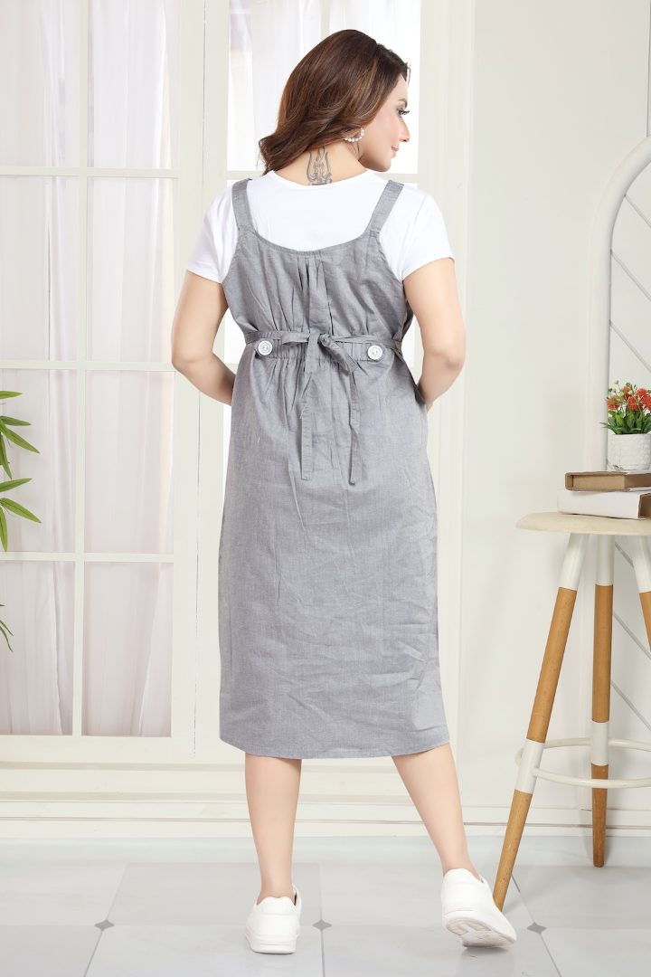 Silver Gray Pinafore Maternity Dress