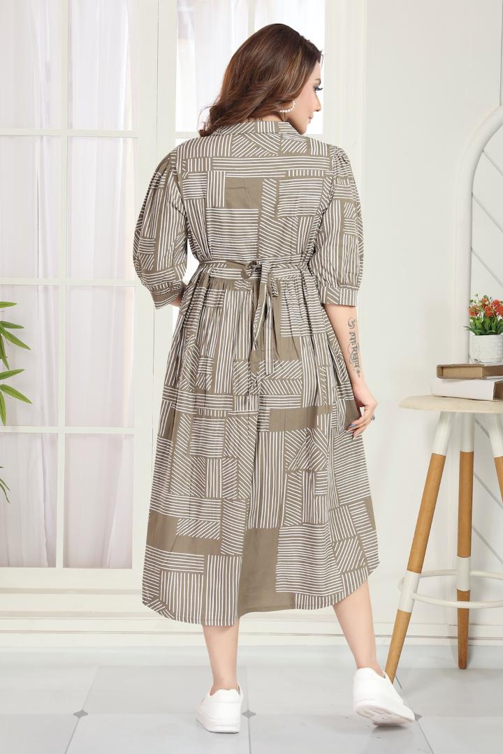 Mocha Brown Maternity Nursing Dress