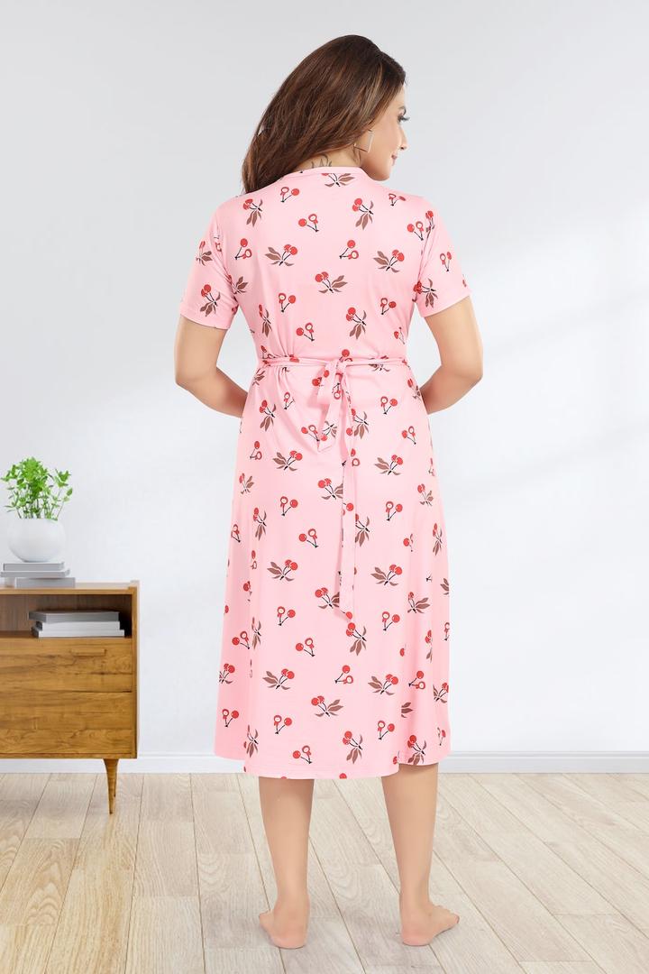 Light Pink Printed Maternity Feeding Dress