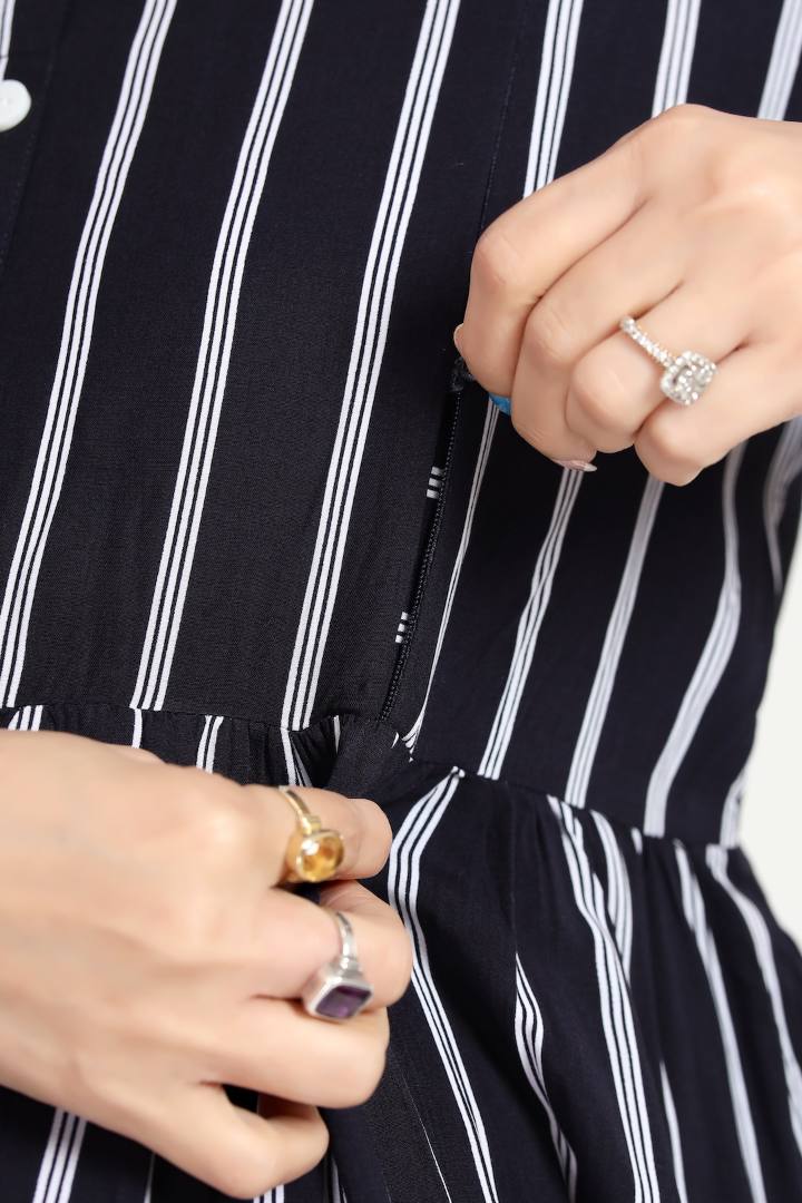 Vintage Navy Striper Feeding Dress