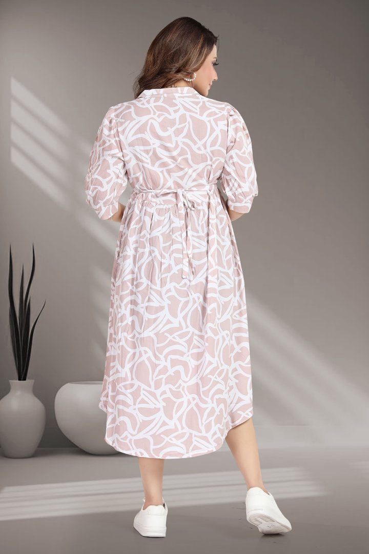 Light Pink Camp Collar Maternity Dress