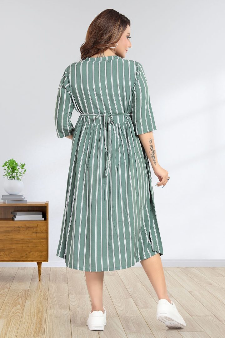 Teal Striper Maternity Feeding Dress