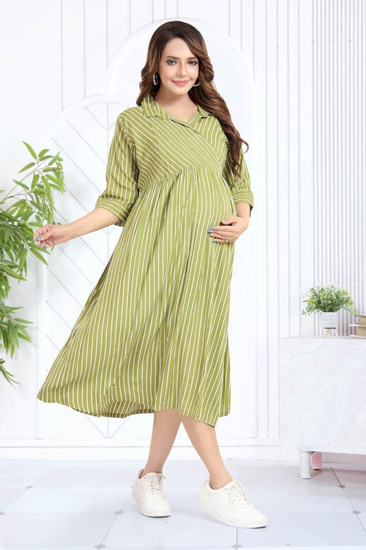 Lime Green Striper Cross Over Feeding Dress