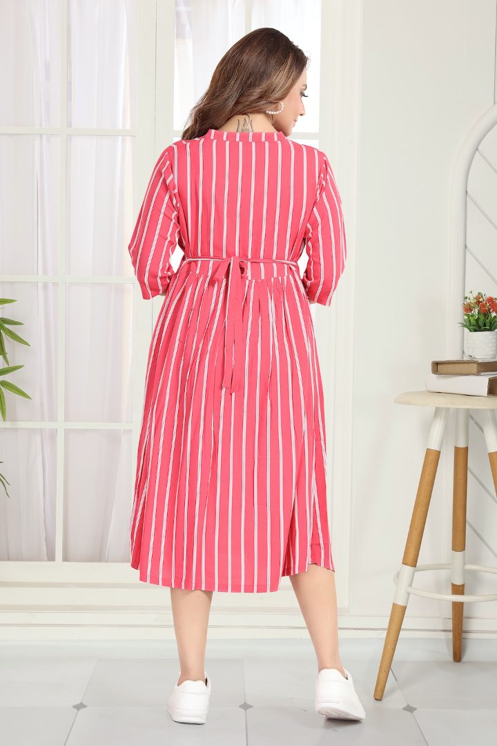 Coral Pink Striper Feeding Dress