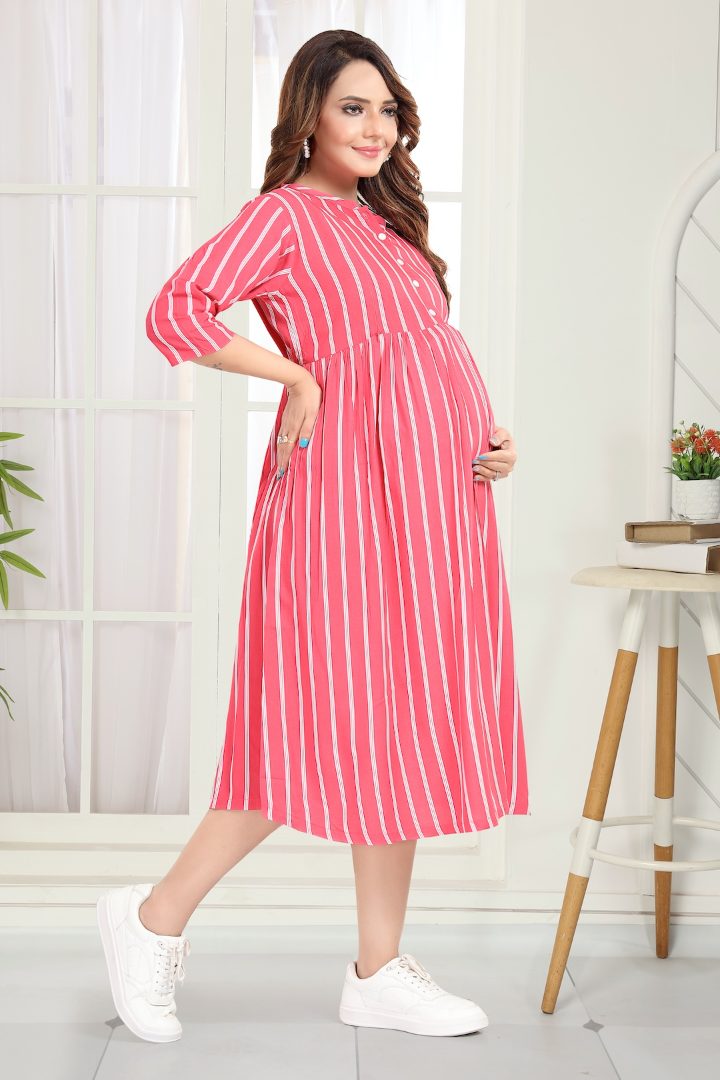 Coral Pink Striper Feeding Dress