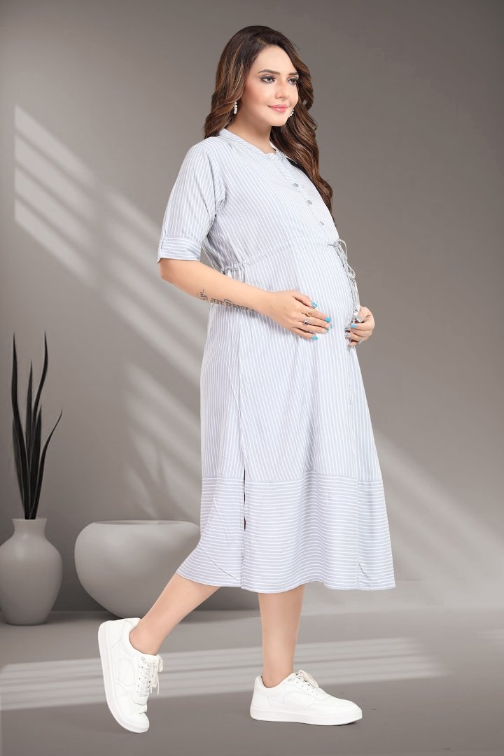 Soft Ash Maternity Striper Dress