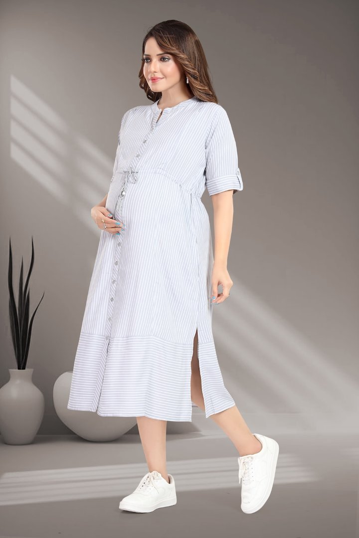 Soft Ash Maternity Striper Dress