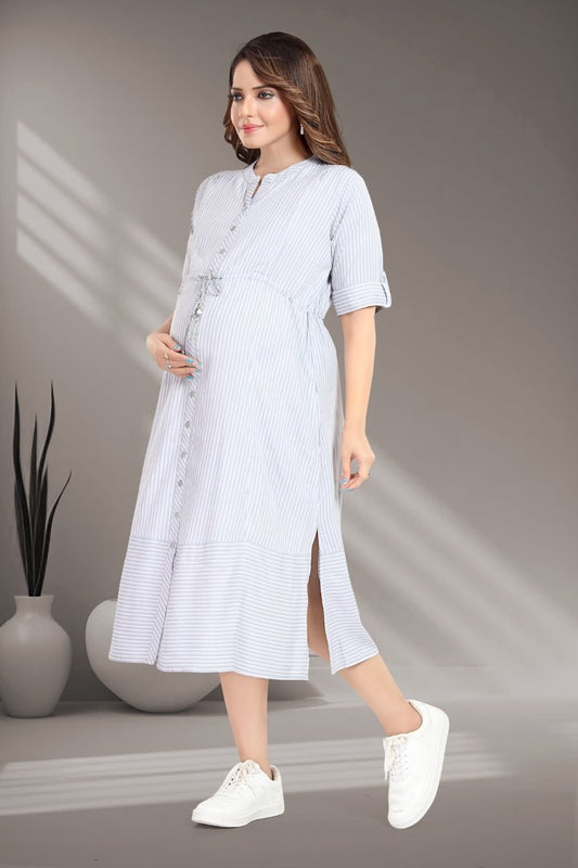 Soft Ash Maternity Striper Dress