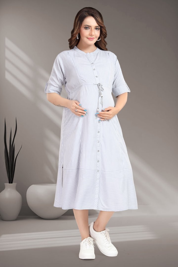 Soft Ash Maternity Striper Dress