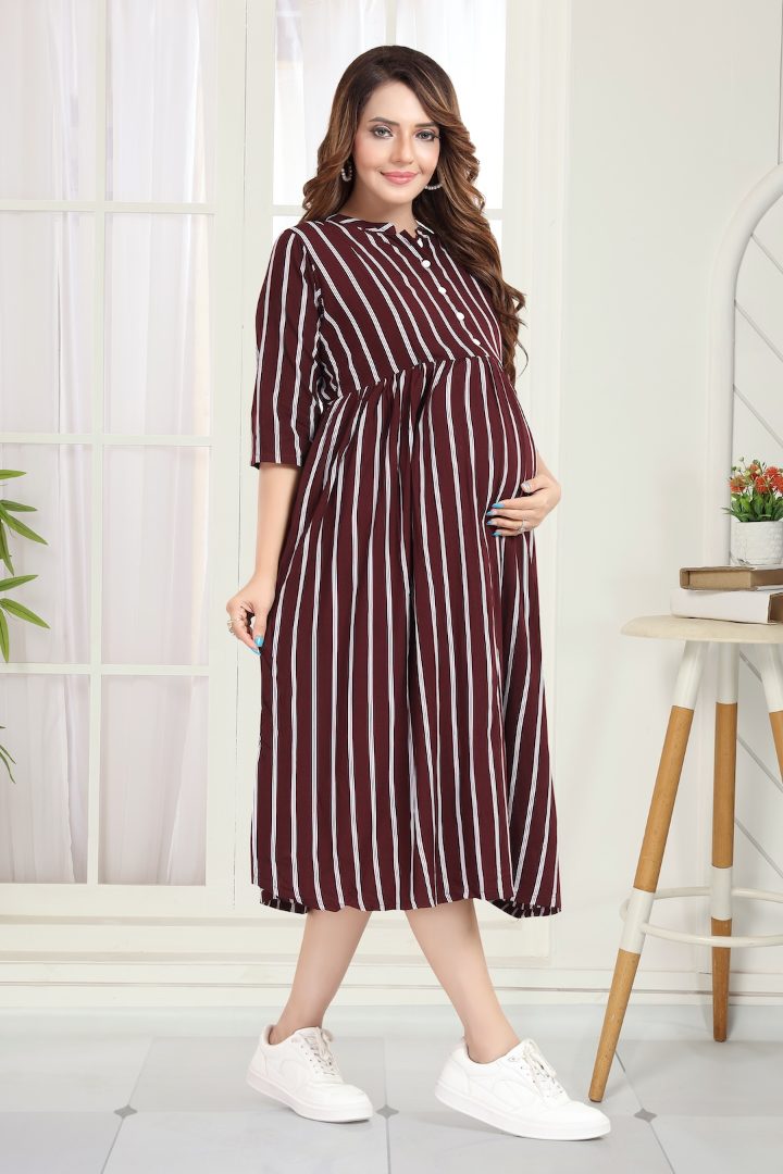 Chocolate Brown Striper Feeding Dress