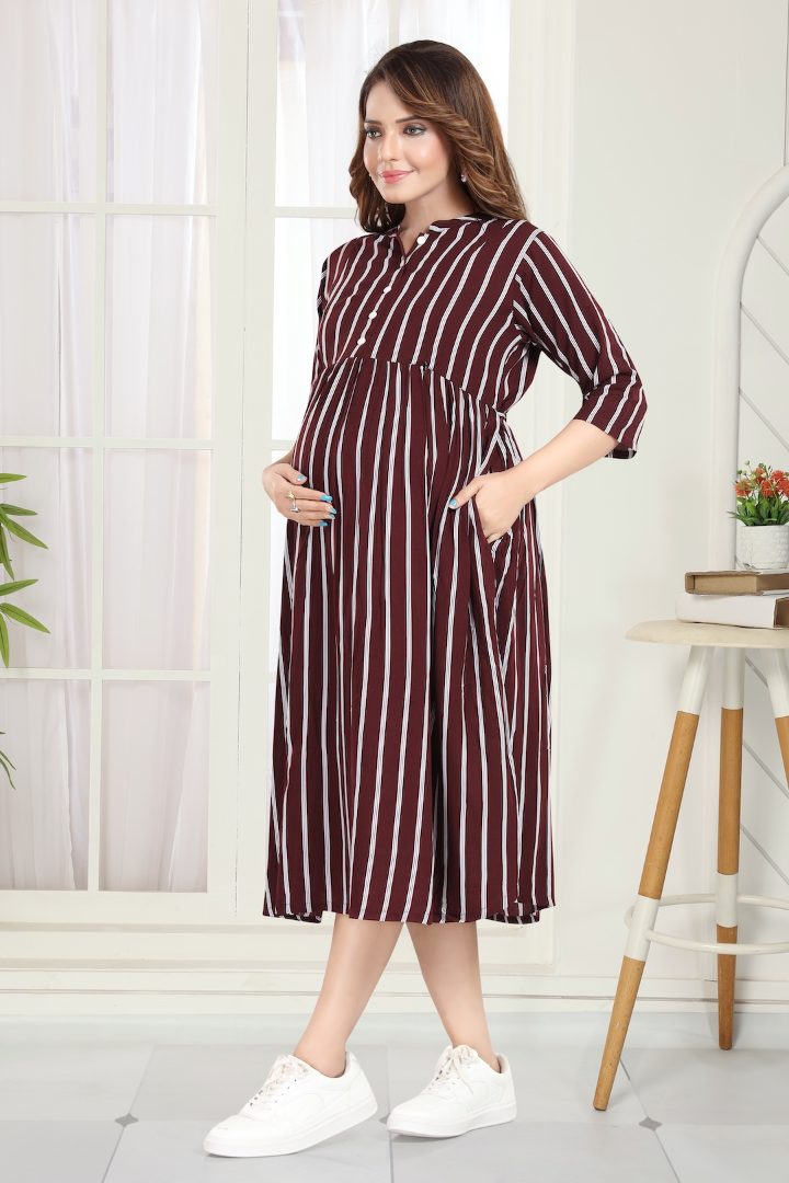 Chocolate Brown Striper Feeding Dress