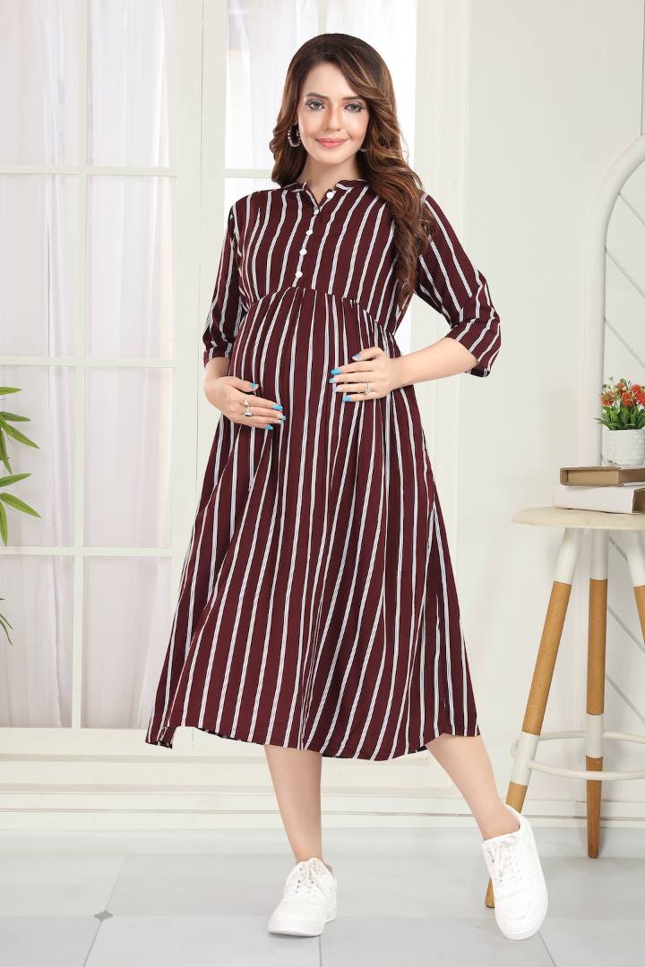 Chocolate Brown Striper Feeding Dress