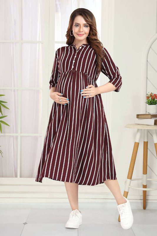 Chocolate Brown Striper Feeding Dress