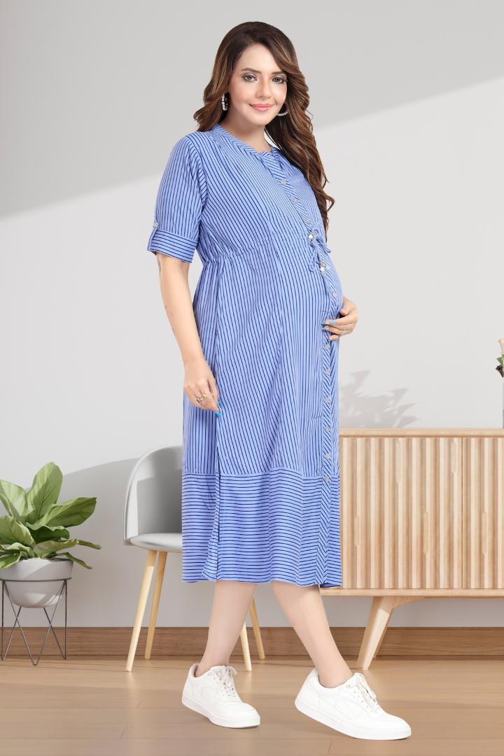 Ocean Blue Maternity Striper Dress