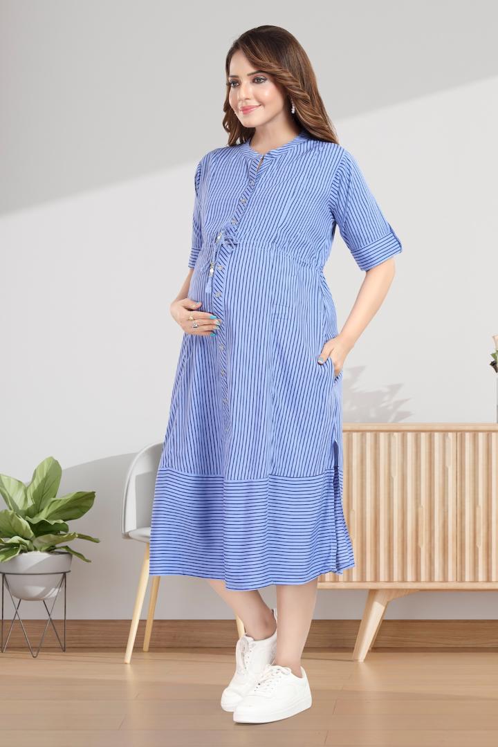 Ocean Blue Maternity Striper Dress