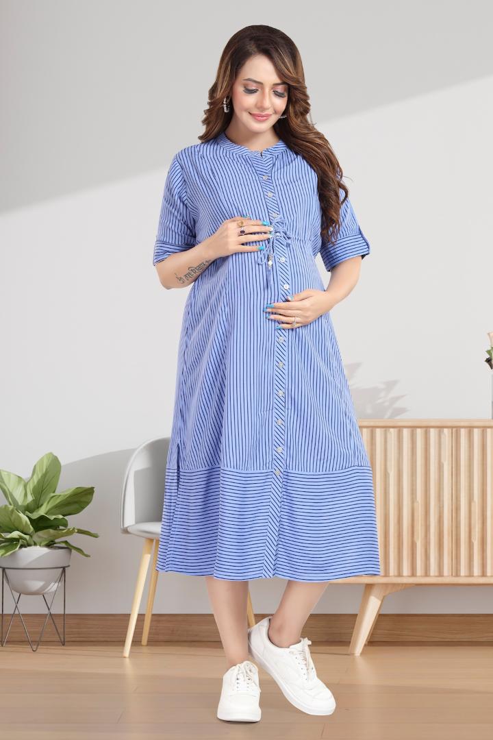Ocean Blue Maternity Striper Dress