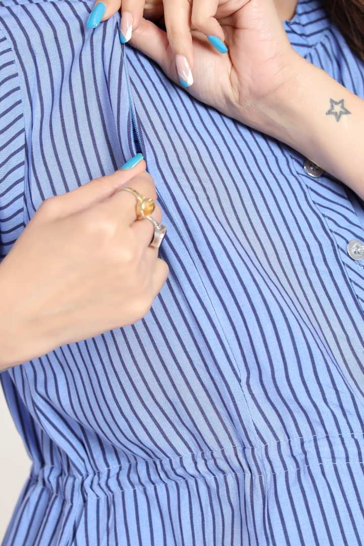 Ocean Blue Maternity Striper Dress