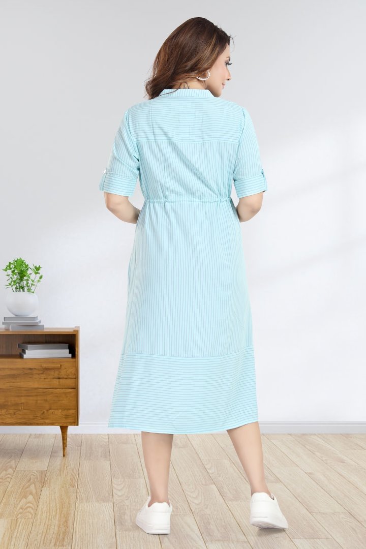 Cadet Blue Maternity Striper Dress