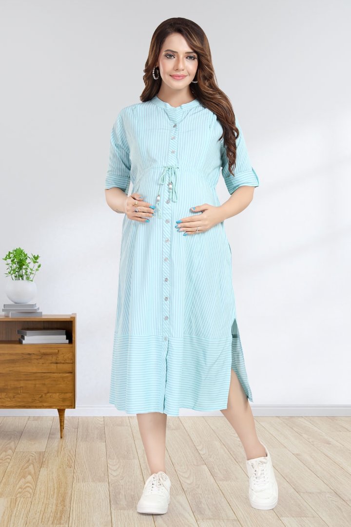 Cadet Blue Maternity Striper Dress