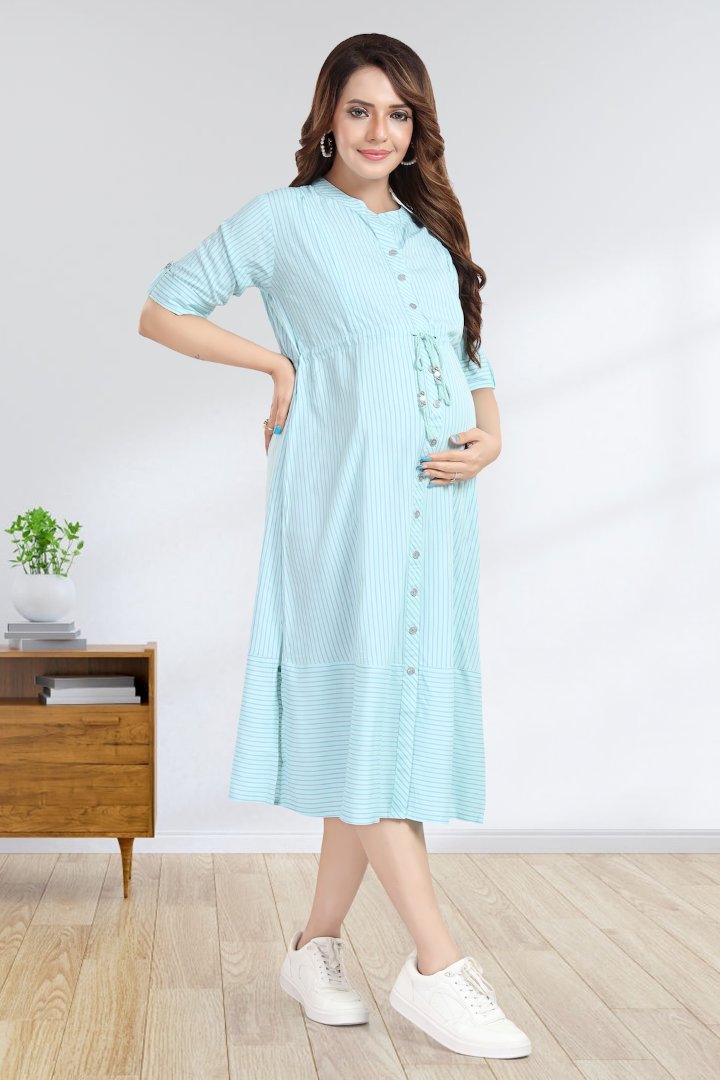 Cadet Blue Maternity Striper Dress