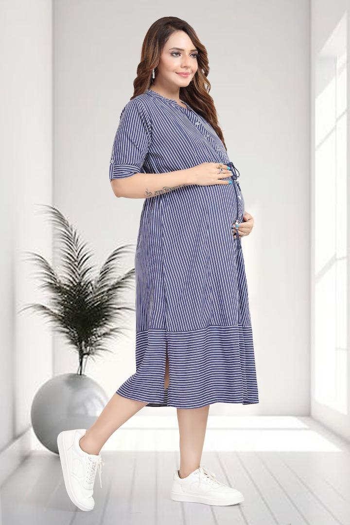 Classic Navy Maternity Striper Dress