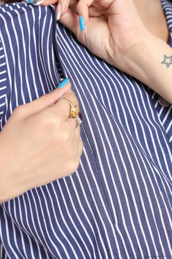 Classic Navy Maternity Striper Dress