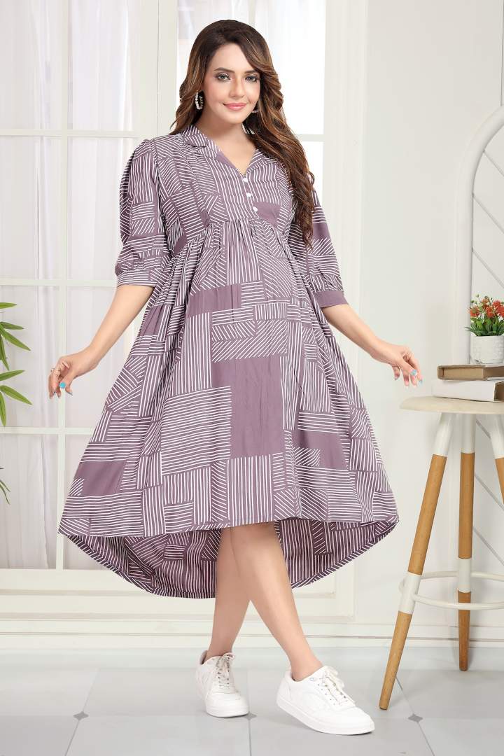 Pleasant Mauve Printed Feeding Dress