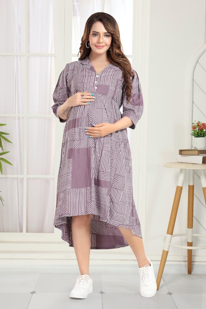 Pleasant Mauve Printed Feeding Dress
