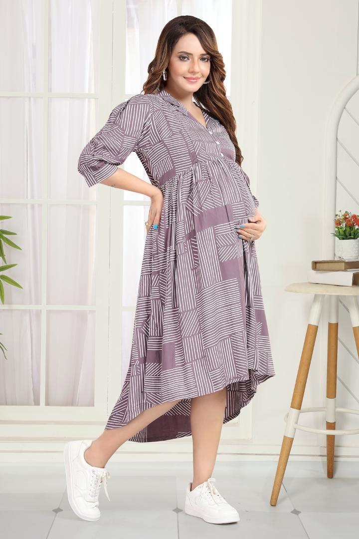 Pleasant Mauve Printed Feeding Dress