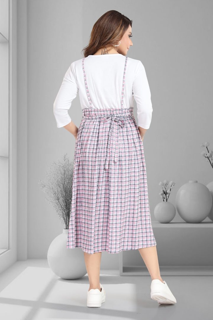 Retro Chequered Pinafore Feeding Dress