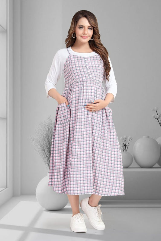 Retro Chequered Pinafore Feeding Dress