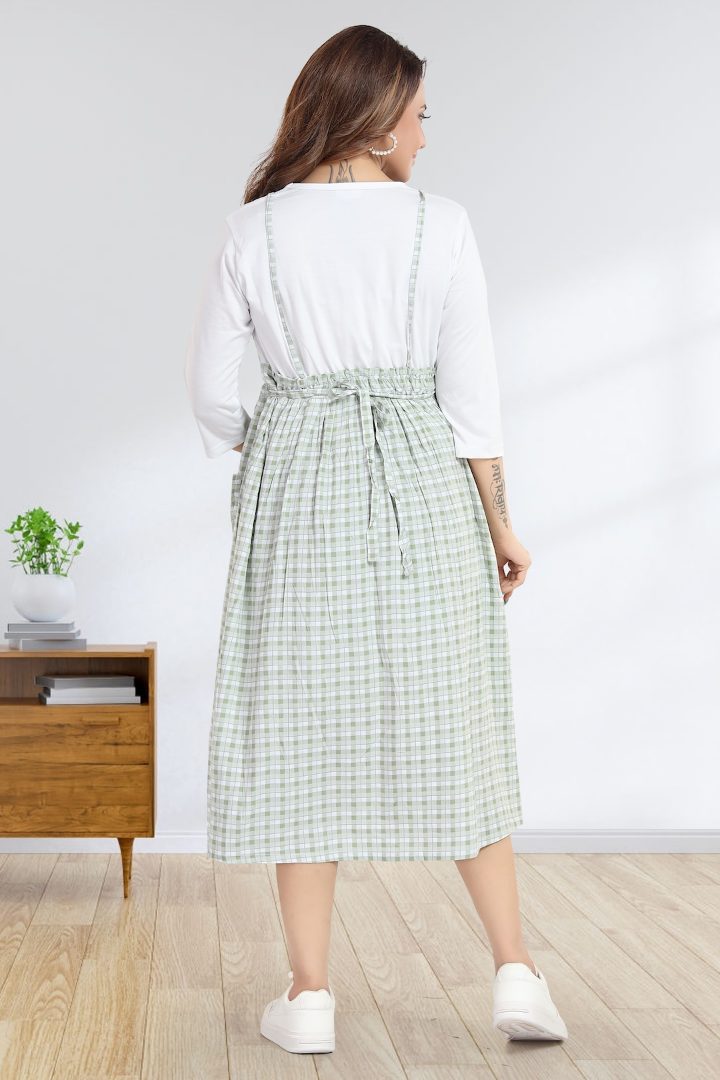 Mint Green Chequered Maternity Dress