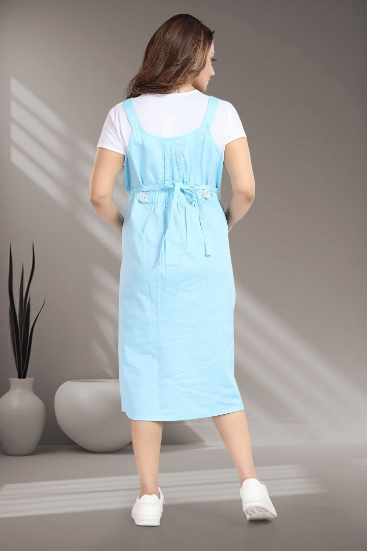 Powder Blue Pinafore Maternity Dress