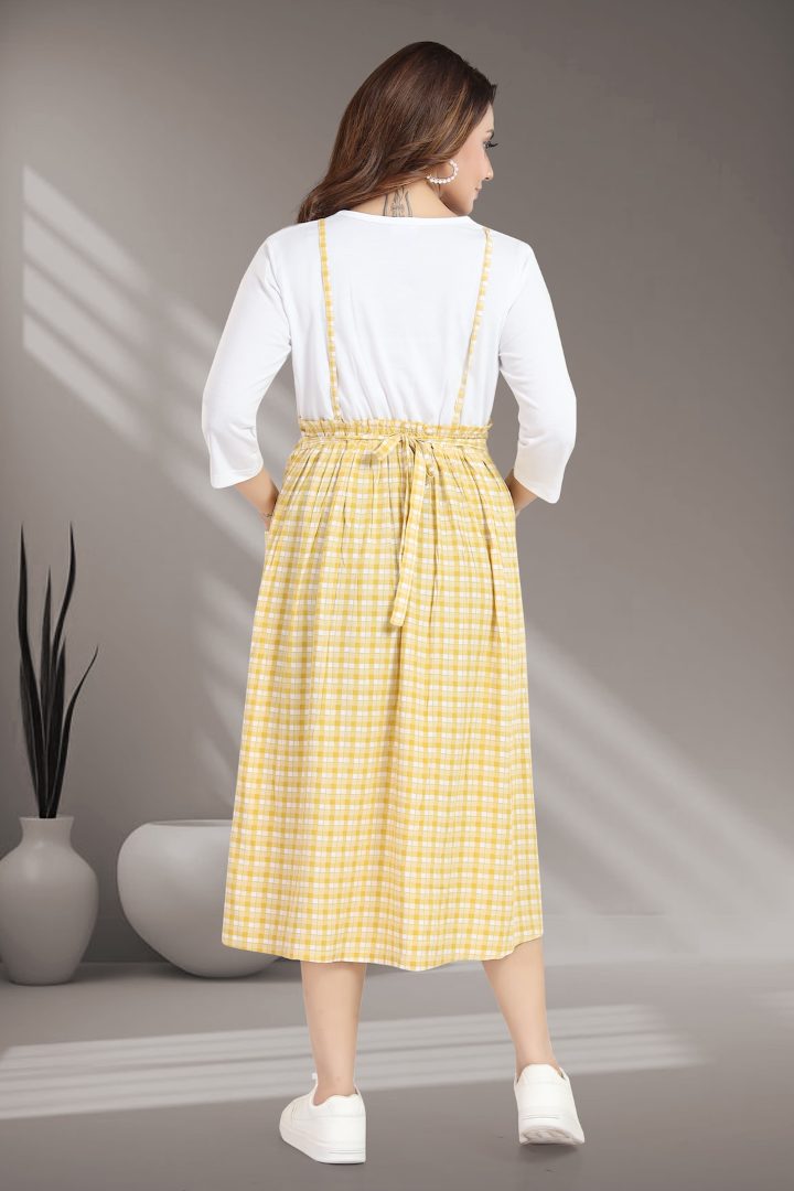 Golden Corn Chequered Maternity Dress