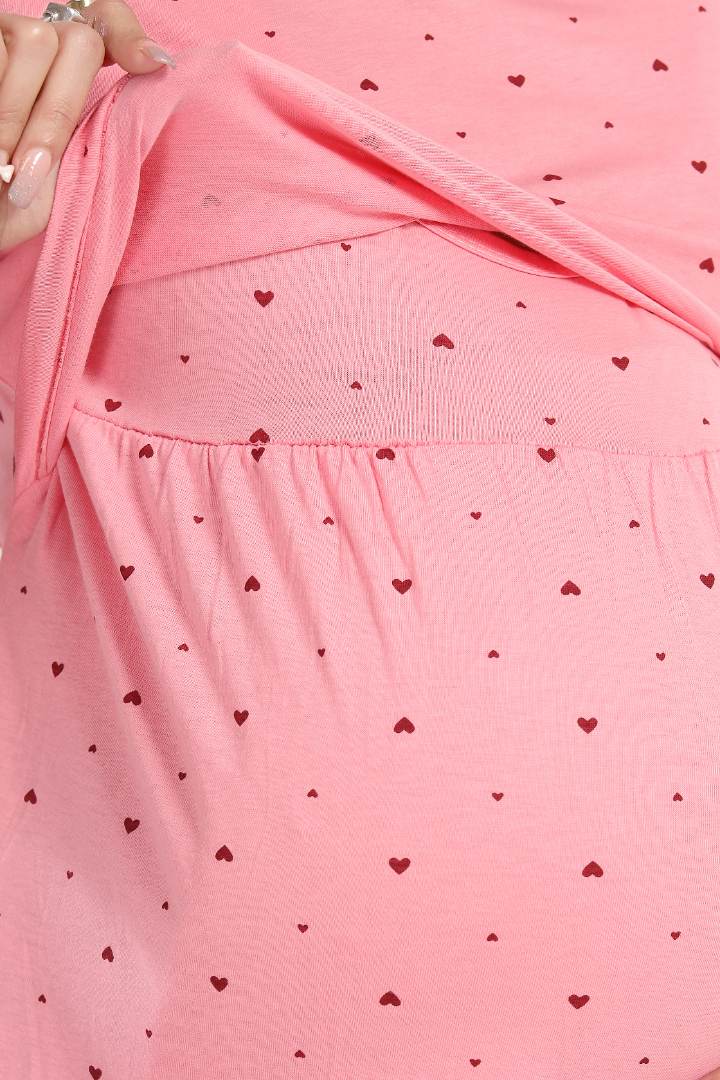 Subtle Heart Print Zipless Feeding Nightie