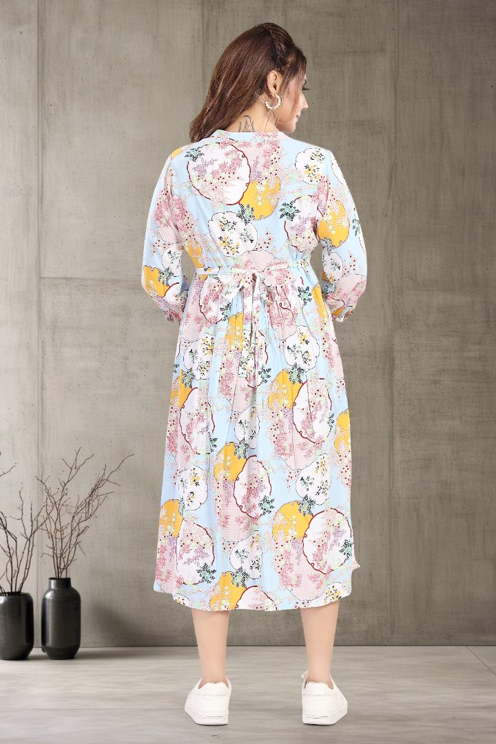 Baby Blue Printed Feeding Dress