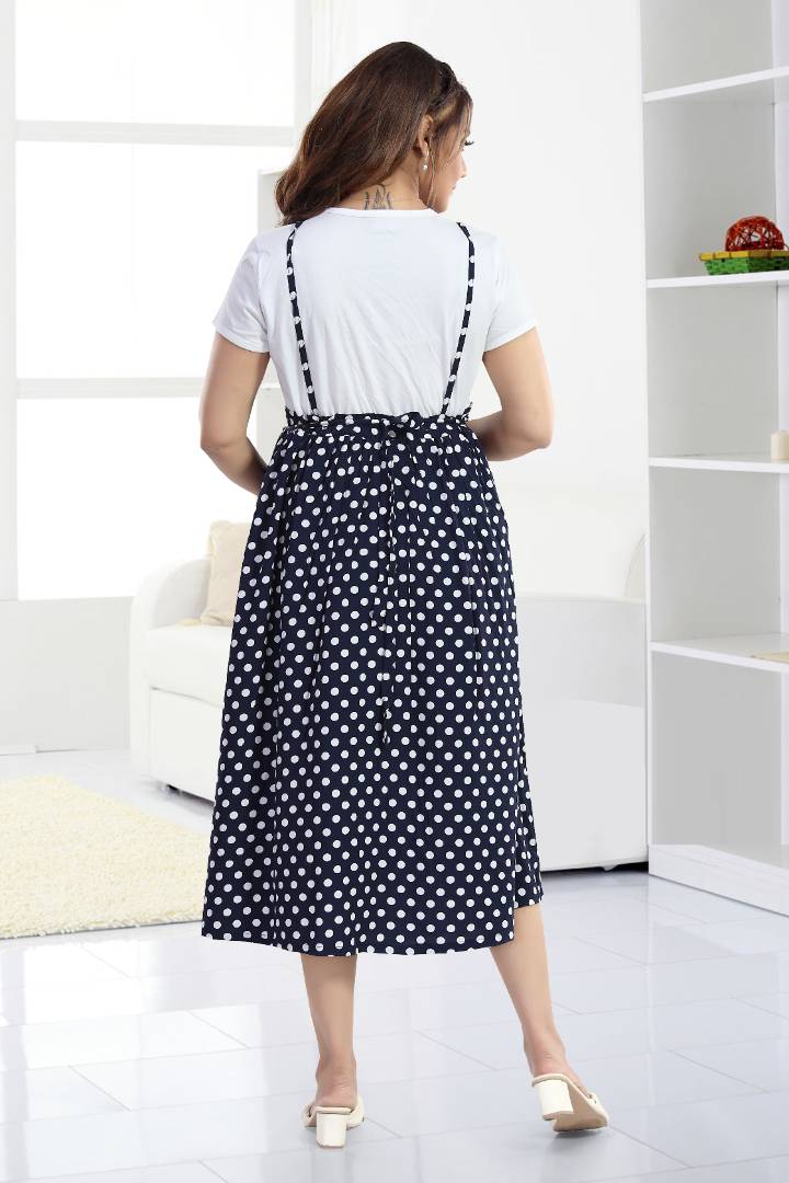Navy Polka Dot Maternity Dress