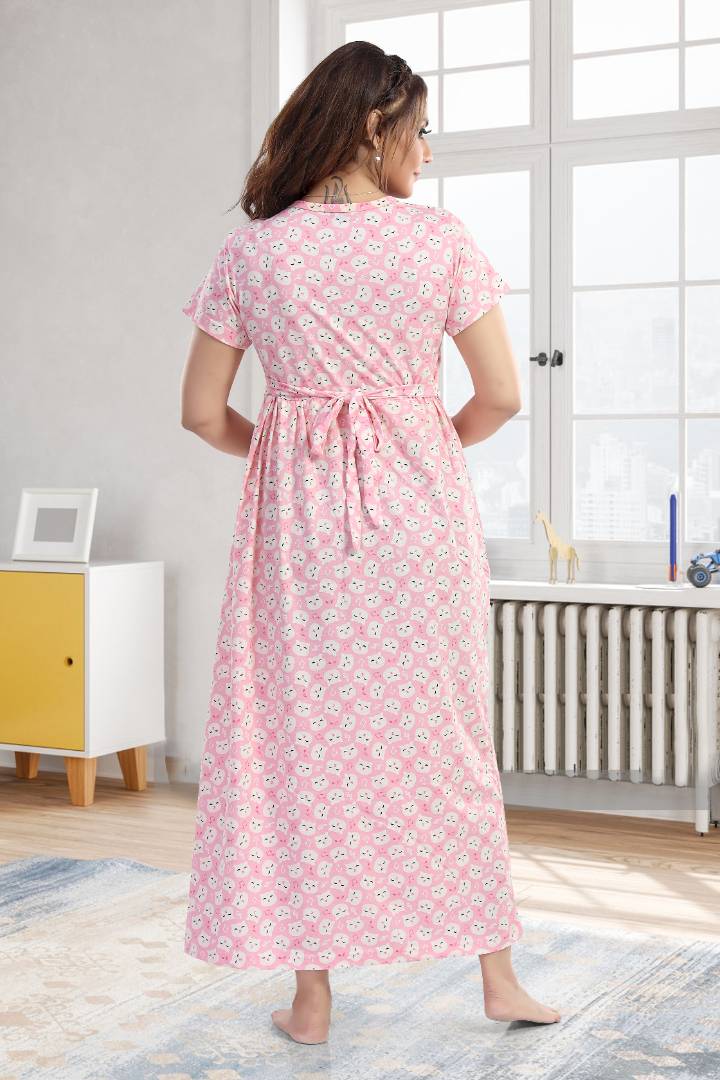 Cat Printed Feeding Nightie