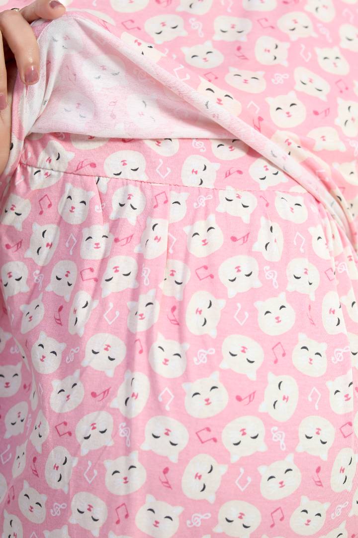 Cat Printed Feeding Nightie